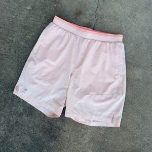 Fabletics Mens Pink Athletic Training Shorts with Liner 7 inch Inseam Small